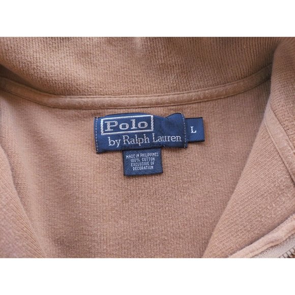 POLO RALPH LAUREN Men's Tan Estate Ribbed Quarter Zip Pullover Size Large - Picture 9 of 9